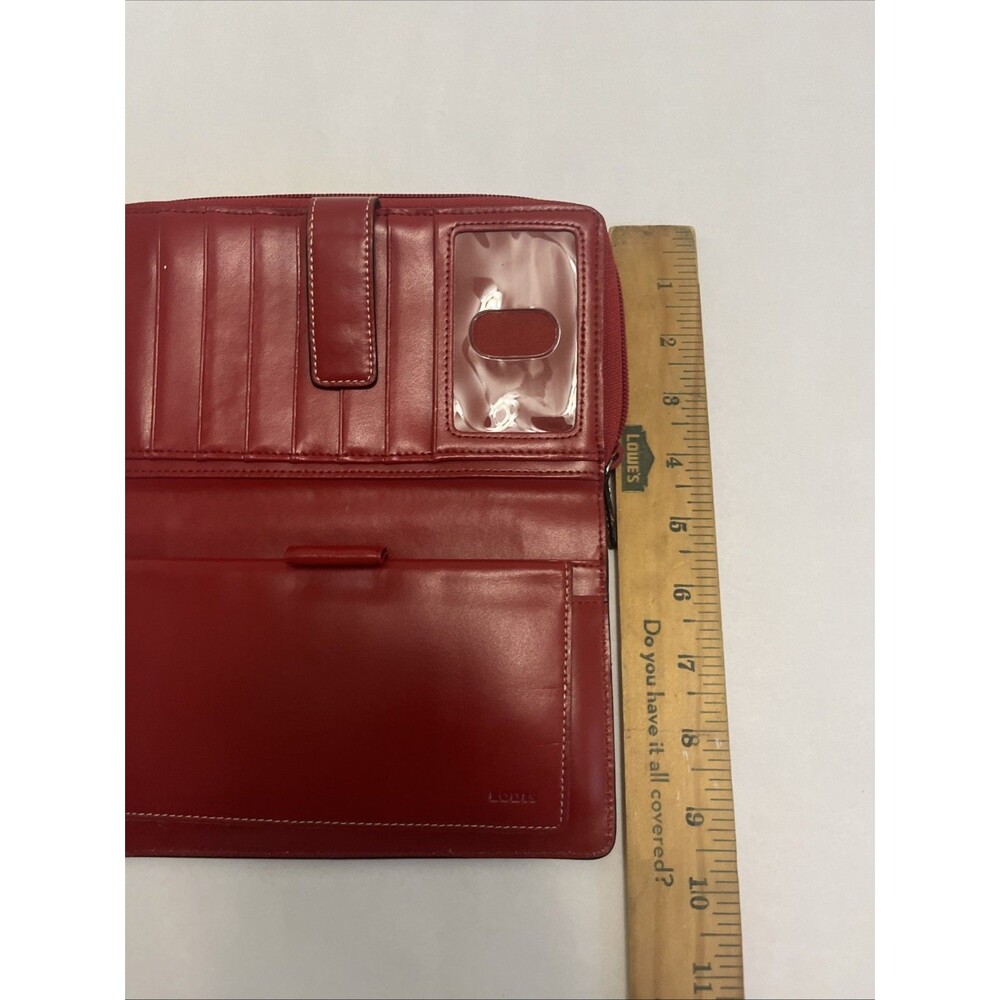 LODIS Women's Premier Leather Audrey Trifold Clutch Wallet Red - Picture 9 of 12